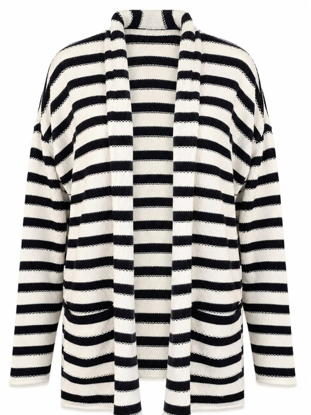 H&M L.O.G.G. (Label of Graded Goods) Navy Blue and White Striped Open Cardigan S